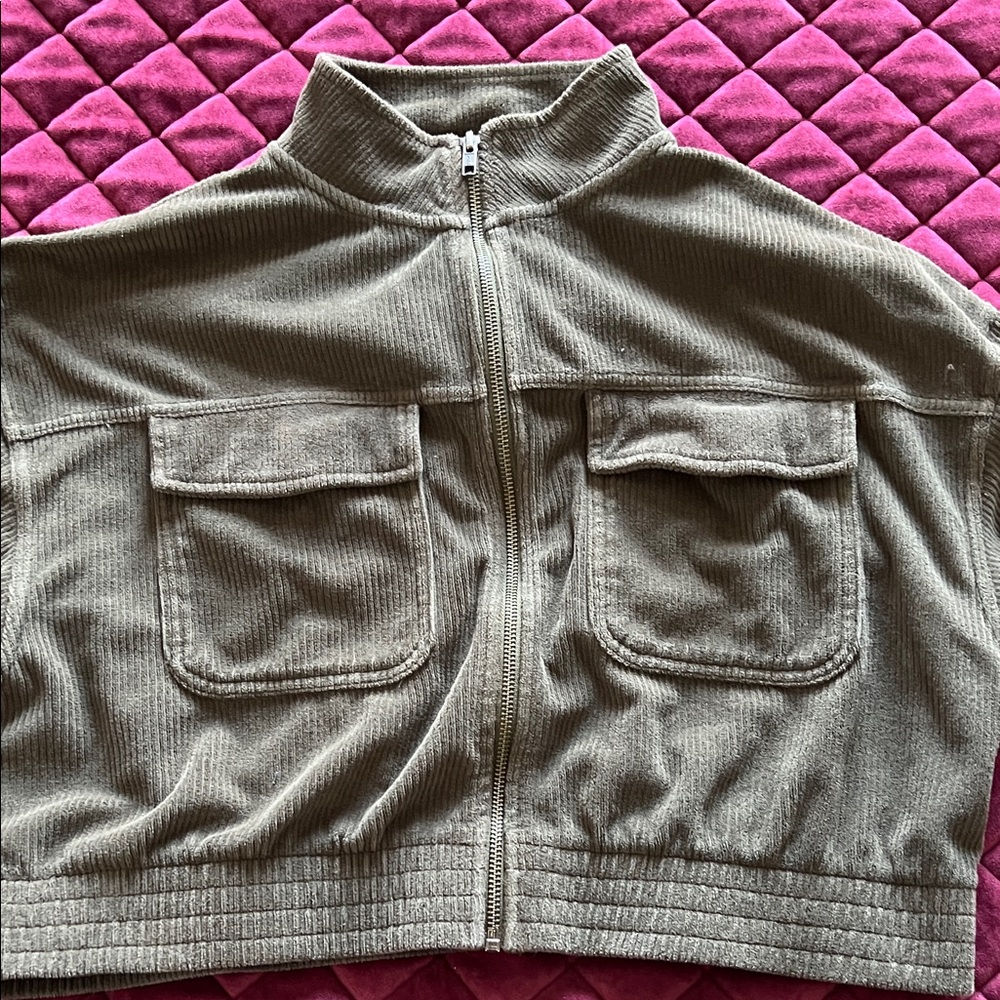 Aerie Khaki Green Cropped Jacket